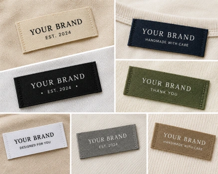 Custom woven brand label printing by Aaron's Designs, Red Oak TX